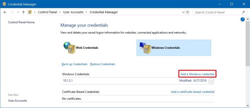 Add Windows Credential option
