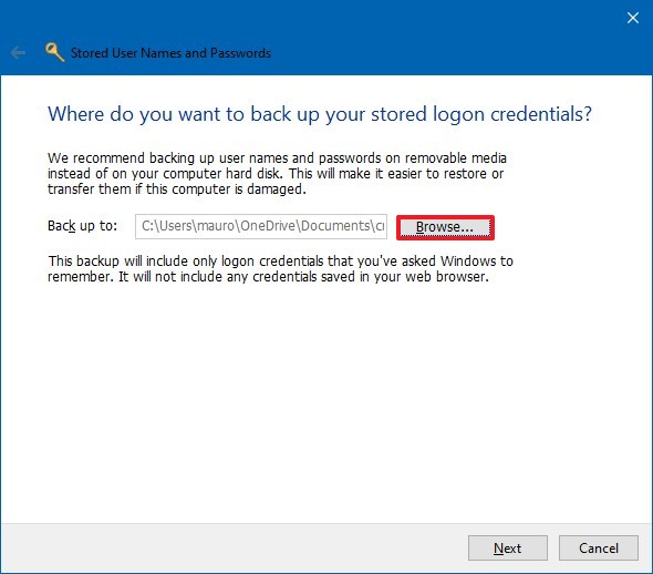 Backup location for .crd Windows Credentials file